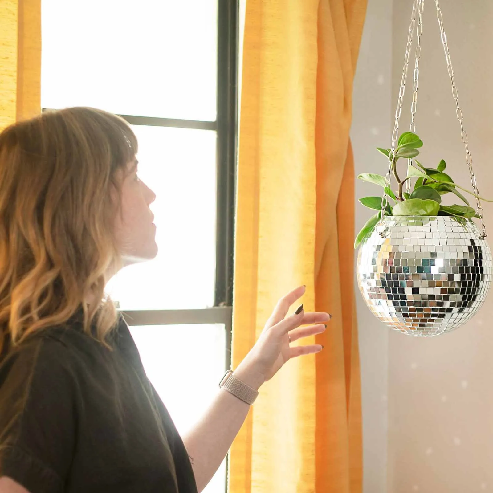 

1PC Disco Ball Planter Globe Shape Hanging Vase Flower Planter Pots Rope Hanging Wall Homw Decor Vase Container Room Decoration