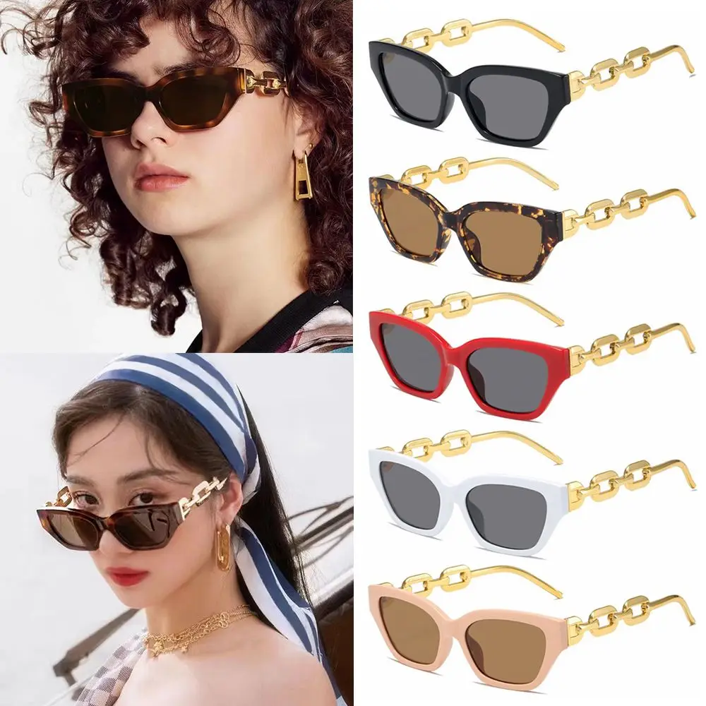 

Small Chain Leg Eyewear Square Cat Eye Frame Sunglasses for Women Ladies Shades Sun Glasses