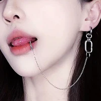 1pc non piercing lip ring lip clip stainless steel lip chain fake septum labret nostril rings studs no pierced punk jewelry face