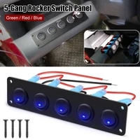 5 gang rocker switch panel 12 24v on off toggle switch panel waterproof with indicator lights for cars suv off road marine boat