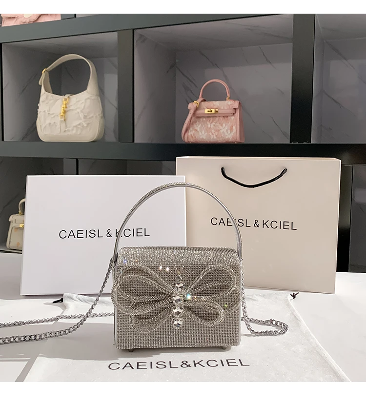 Women's Handbag Luxury Designer Crystal Shiny Rhinestone Diamond Evening Bag Dinner Party Clutch Purse Shoulder Crossbody Bag