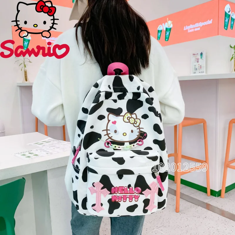 Sanrio Hello Kitty New Girls' Backpack Luxury Brand Cartoon Cute Girls' School Bag Large Capacity Casual Travel Backpack