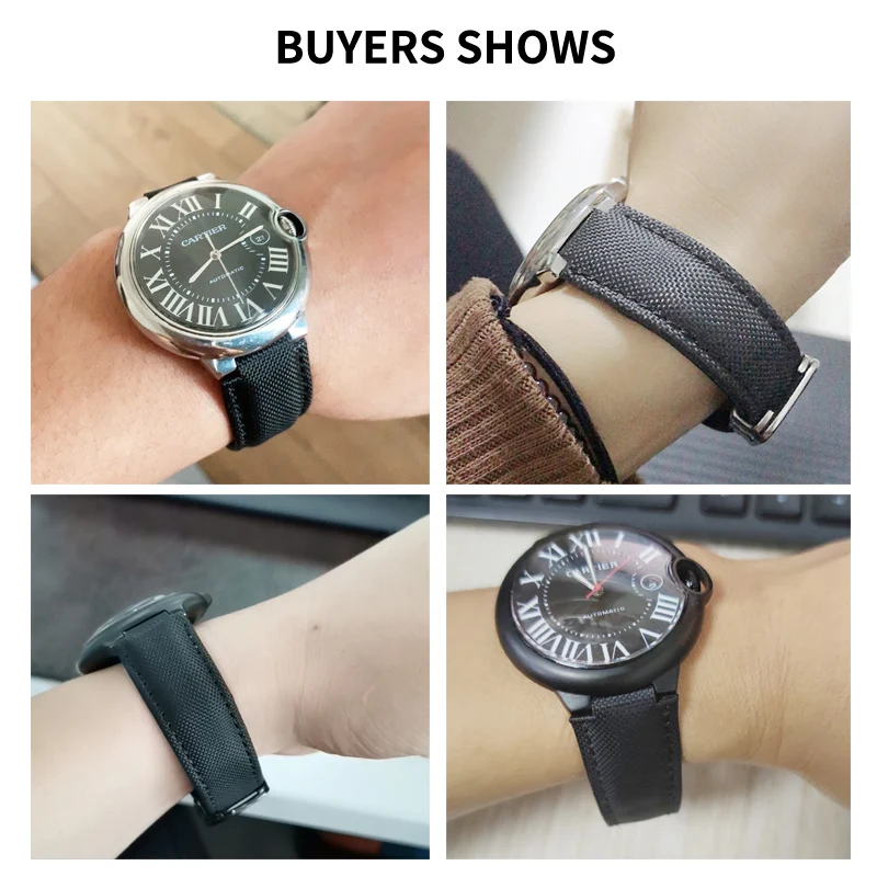 Watch Strap for Cartier Blue Balloon Wsbb0015 Black Knight Bracelet Canvas Nylon Watchband 16 8mm 18 11mm 20 12mm |