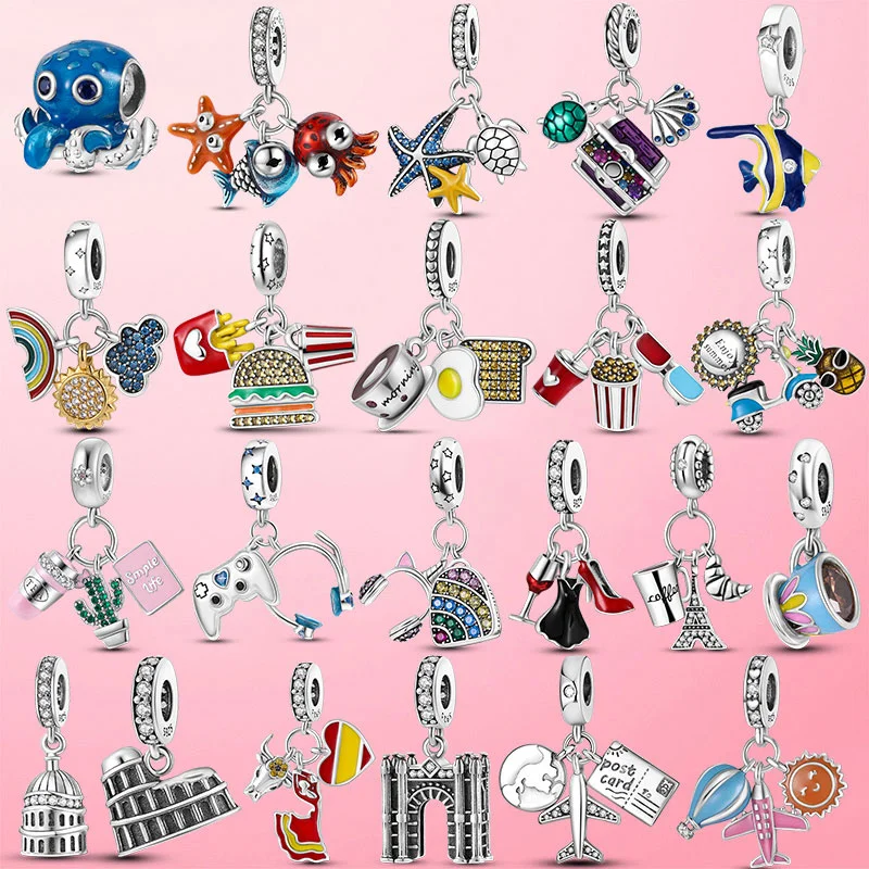 925 пробы Серебряный затвор совместим с браслетом Pandora оригинальный рисунком