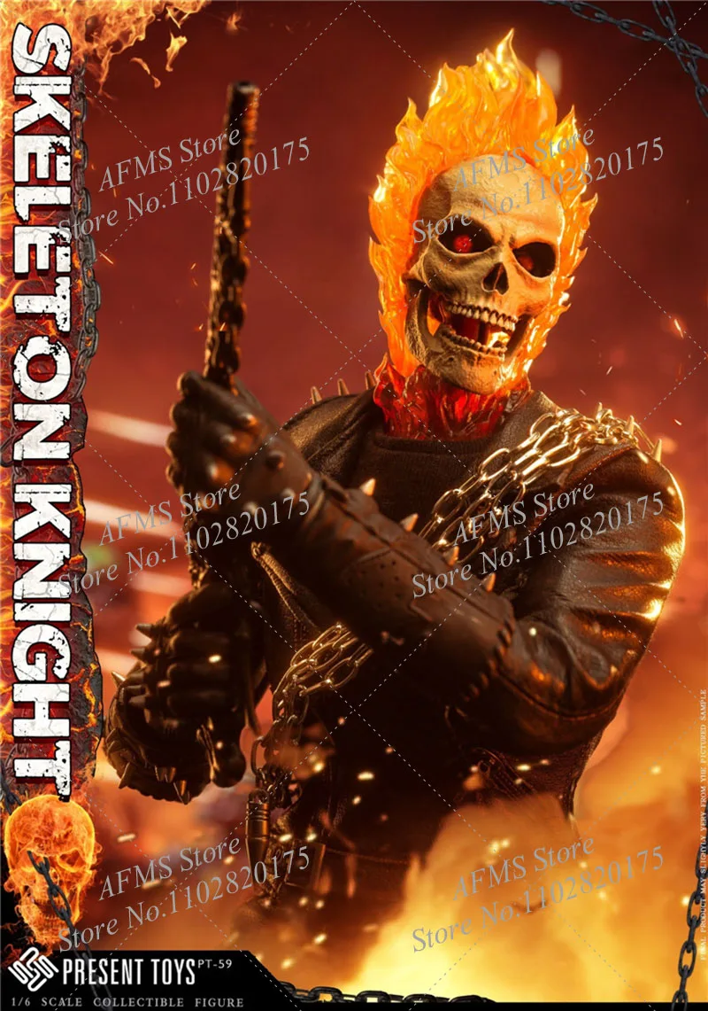 Фото Коллекционная фигурка-модель PRESENT TOYS PT-sp59 1/6: Мотоциклетный каскадер-воин Ghost Rider, полный комплект, 12 дюймов №2