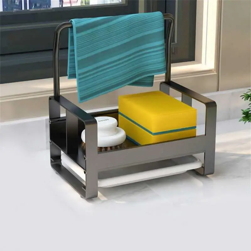 

Thick Space Aluminum Material Rag Holder Storage Rack Multi-function Drainage Rack No Rust And Anti-corrosion
