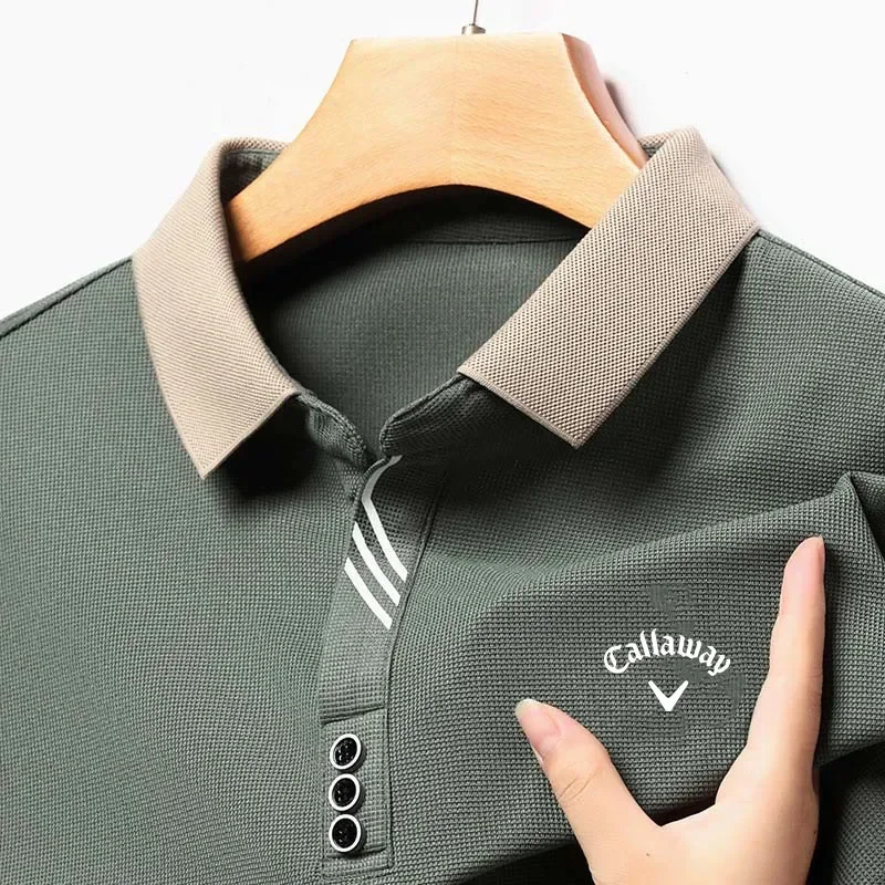 

Callaway Long Sleeved Wear Golf T-shirt Men's Spring and Autumn Clothing 2023 New Casual Top Solid Simple Polo Shirt Men