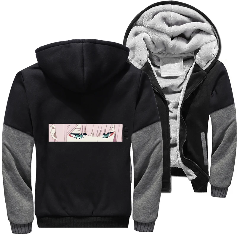 

DARLING in the FRANXX 02 Japanese Anime Kawaii Manga Winter Thicken Zip Up Men Fleece Hoodie Bomber Jackets Sweatshirts Coats