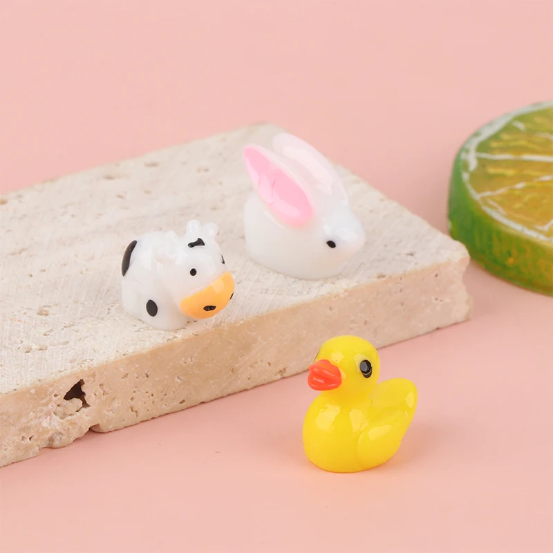 

10Pcs Cute Mini Little Yellow Duck Bunny Cow Animals Home Micro Garden Figurines Miniatures Garden Decoration DIY Accessories
