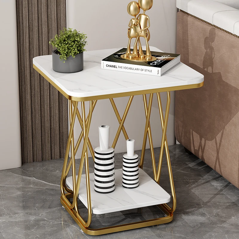 

Nightstand Modern Nordic Coffee Gold Table Marble Kitchen Luxury Coffee Table Service Balcony Living Room Home Furniture WW50CT