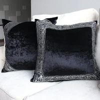 high end home furnishing black grey velvet throw pillow cushion sofa cushion car luxurious velvet pillow cover with ribbon