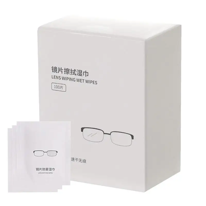 

100pcs Glasses Cleaner Wet Wipes One Use Anti Fog Misting Dust Remover Cleaning Lens Sunglasses Phone Screen Computer