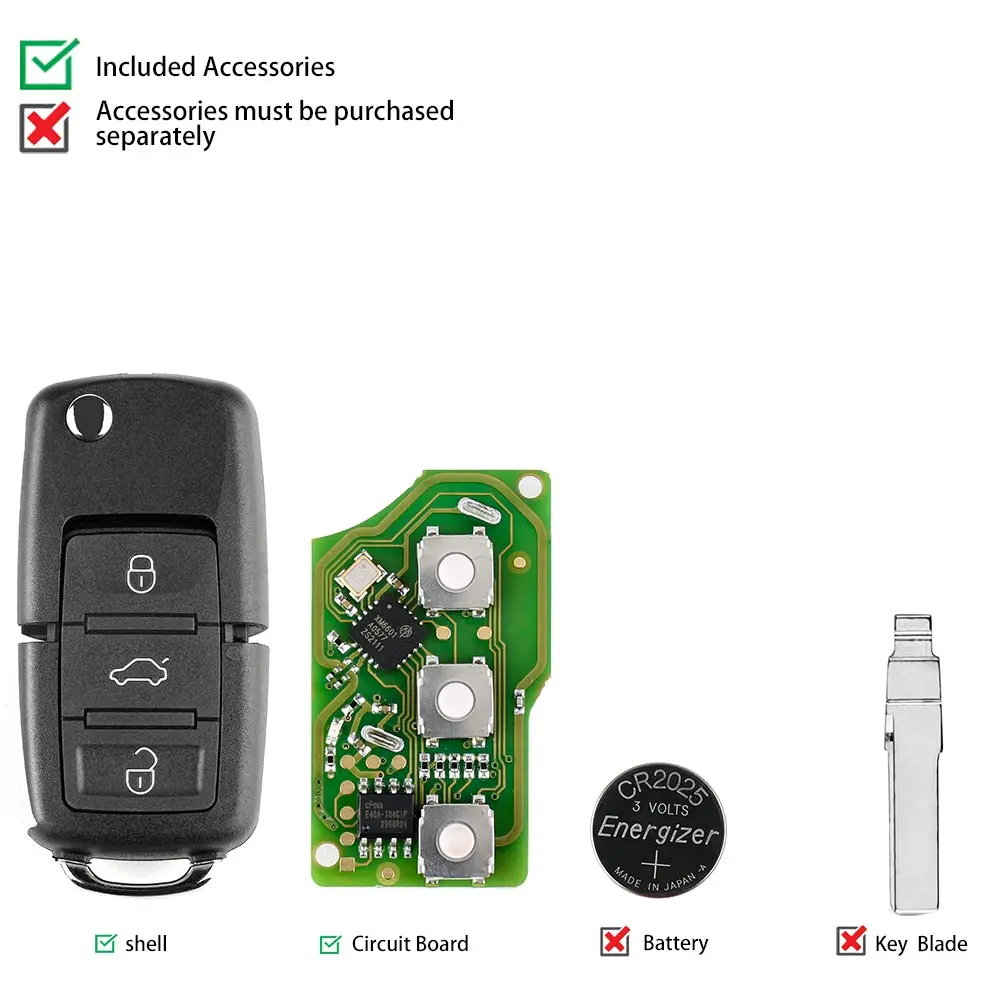 1 шт./лот XHORSE XKB501EN проводной универсальный дистанционный ключ для Volkswagen B5 Тип 3