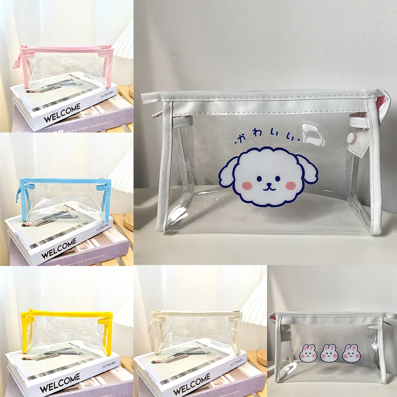 

Cute Cartoon Clear Pencil Case Transparent PVC School Supplies Novelty Animals Large Capacity Pencil Bag Zipper Storage Penbox