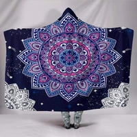 hooded blanket floral yoga mandala yoga meditation hindu indian hippie festival gypsie lotus chakra trippy colorful throw