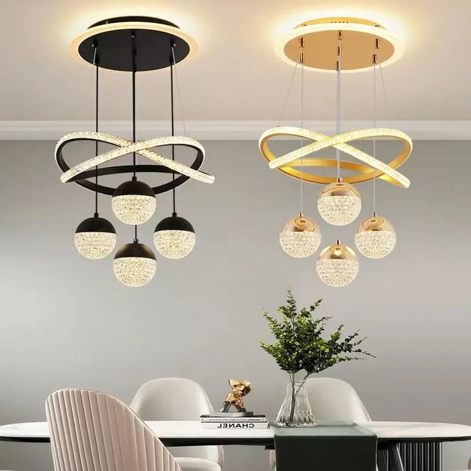 

LED Lamp Dining Room Living Ring Dimmable Bedroom Kitchen Interior Linea Ceiling Round Modern Led Ring Chandelier Pendant Light