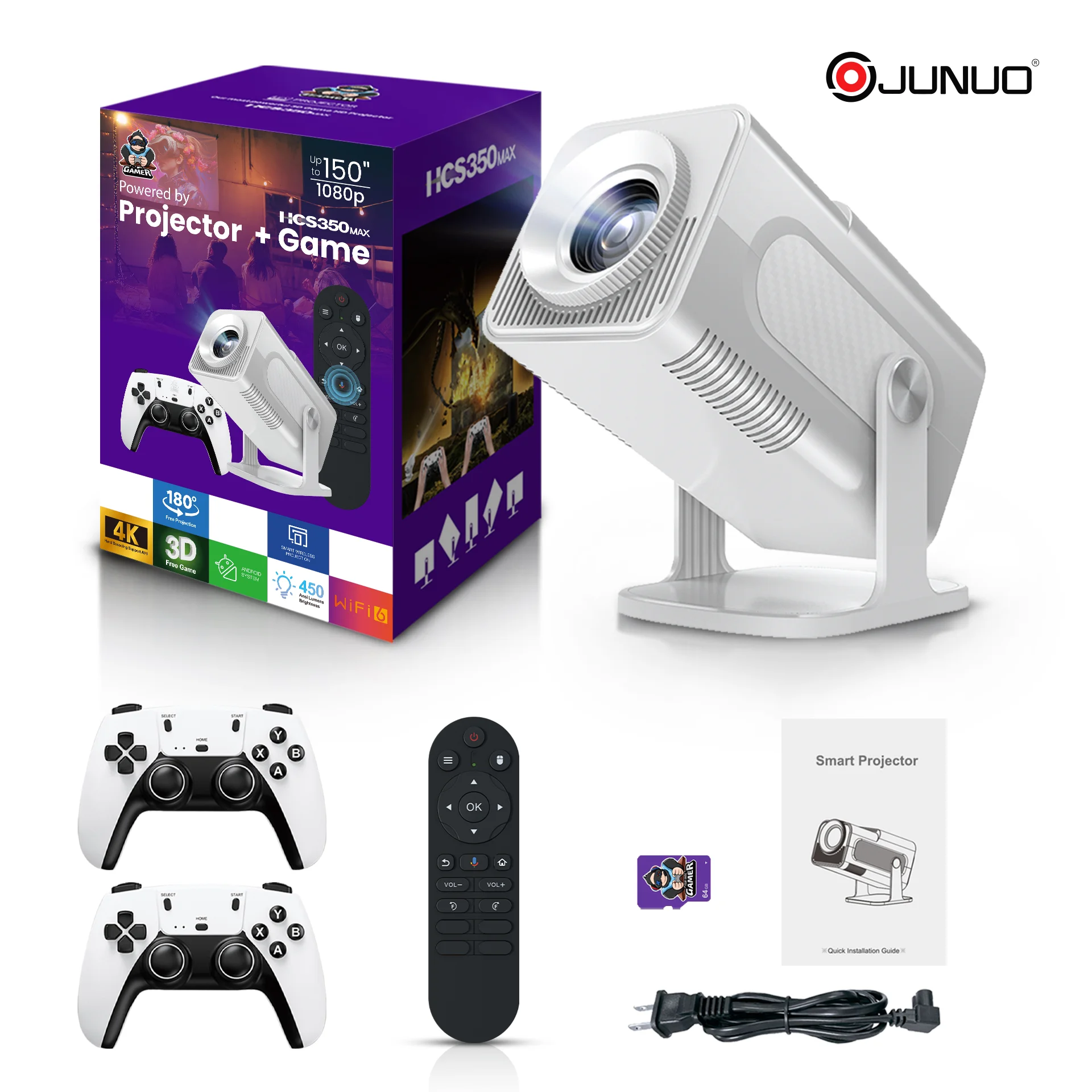 Игровой проектор UBISHENG 4K Android Wi-Fi6 Allwinner H713 BT5.0 1080P Кино Открытый портативный проектор (art.: 3920d343cb019) - 3920d343cb019