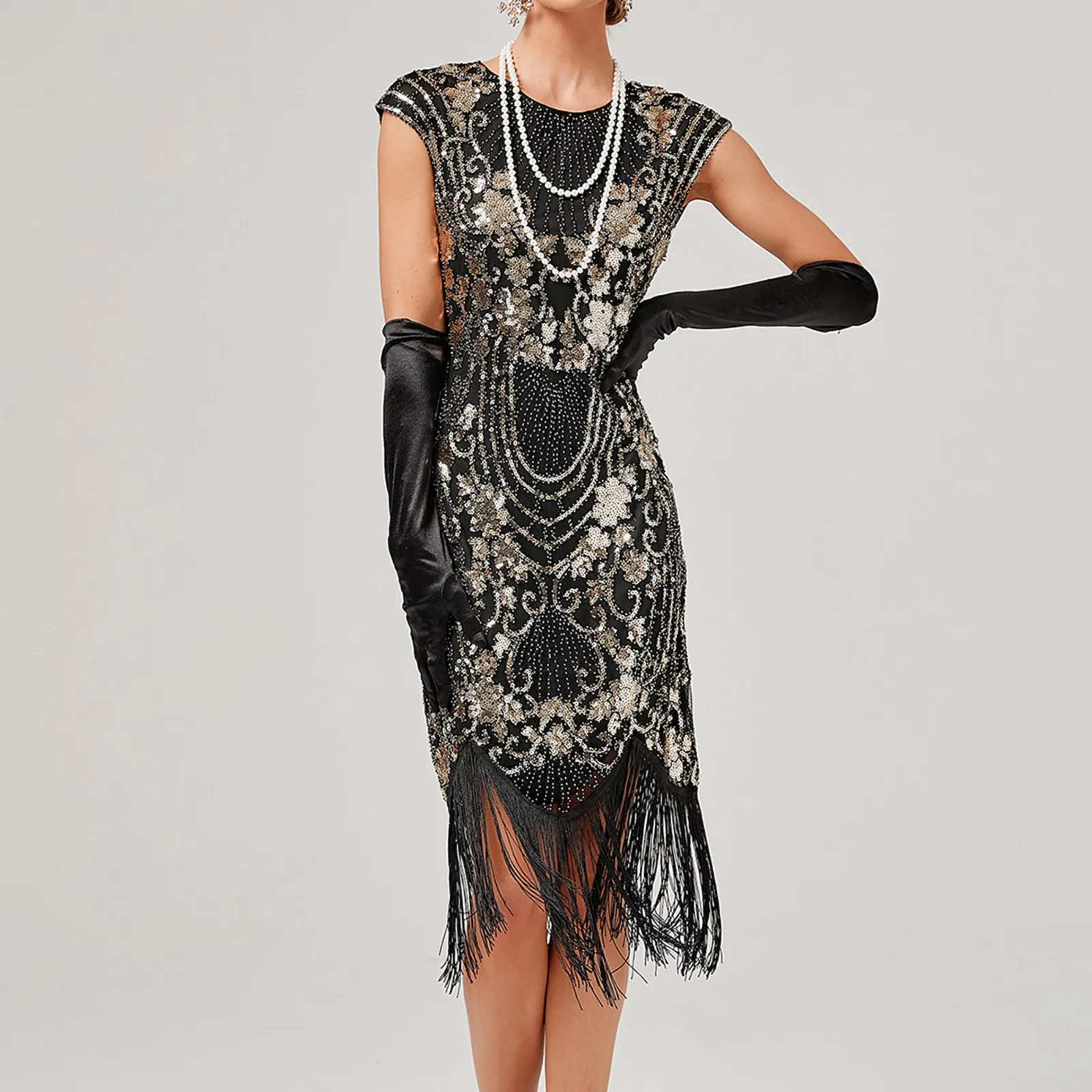 

Party Dresses for Women 2017 Women's Vintage Dress Sexy Sleeveless Dress 1920s Sequin Beaded Tassels Party Night