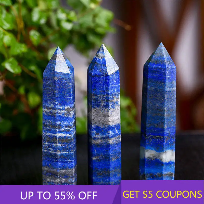 

40-70mm Natural Lapis Lazuli Quartz Crystal Point Wand Hexagonal Obelisk Reiki Healing Energy Treatment Stone Decor Jewelry Gift