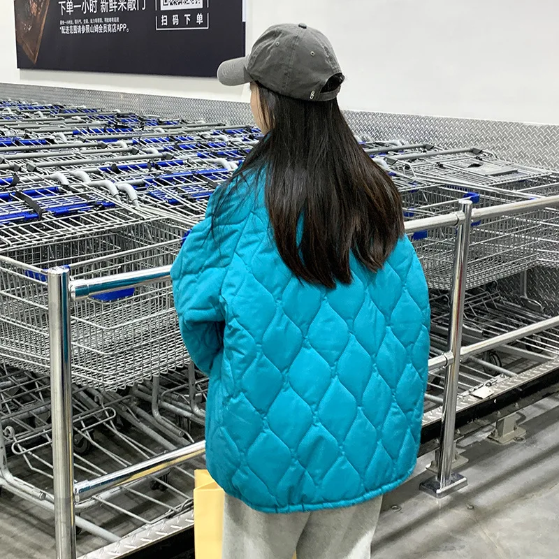 GOPLUS Winter Coat Vintage Diamond Boyfriend Loose Warm Down Cotton Jacket Female Solid Winter Clothes fashion tops 2022 women