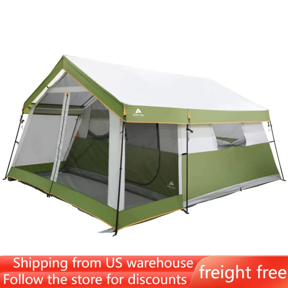 

Ozark Trail 8-Person Family Cabin Tent 1 Room With Screen Porch Camping Tent Travel Green Supplies Equipment Beach Freight Free