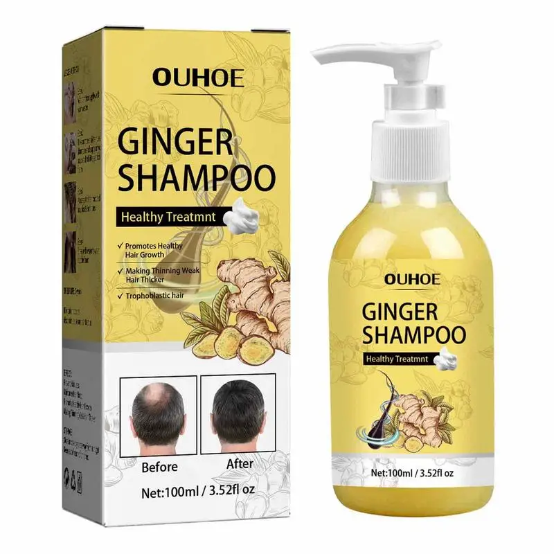 

Ginger Hair Shampoo Hair Growth Oil Control Anti Scalp Itching Cleansing Professional Natural Hair Shampoo 100ml