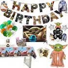 Украшения для темативечерние НКИ Disney Baby YOda, одноразовая посуда из Звездных войн, воздушные шары, баннер на день рождения, топпер для торта, товары для детского душа