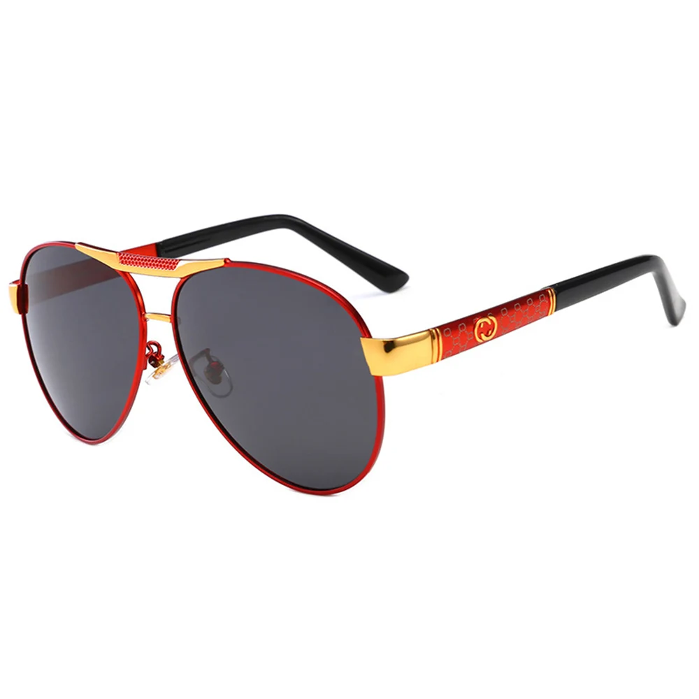 

Al-mg Fashion Red Color Frame Pilot Sun Glasses Polarized Mirror Sunglasses Custom Made Myopia Minus Prescription Lens -1 to -6