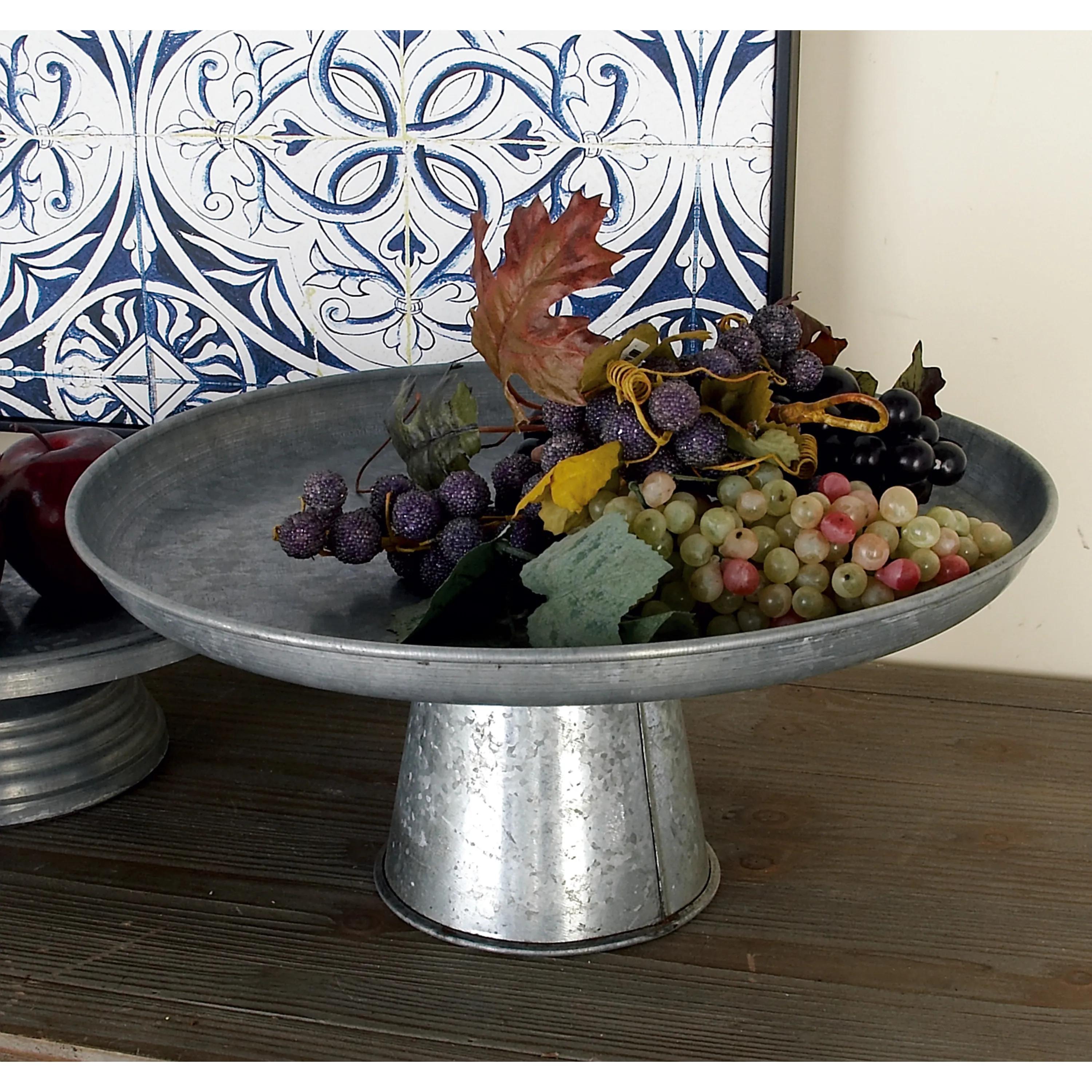 

Free Shipping 12" x 7" Gray Metal Galvanized Cake Stand 1-Piece