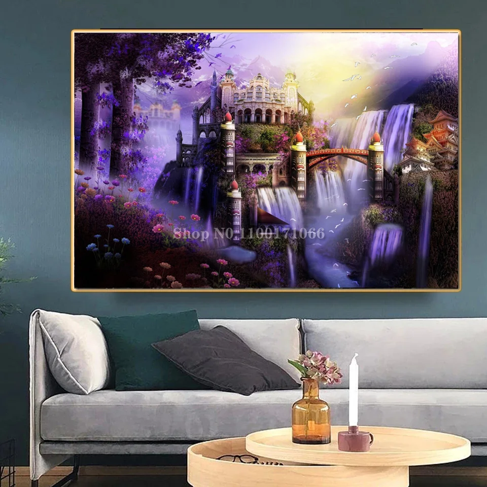 Kits Diamond Mosaic Full Diamond Embroidery Fantasy Castle Pattern Decor