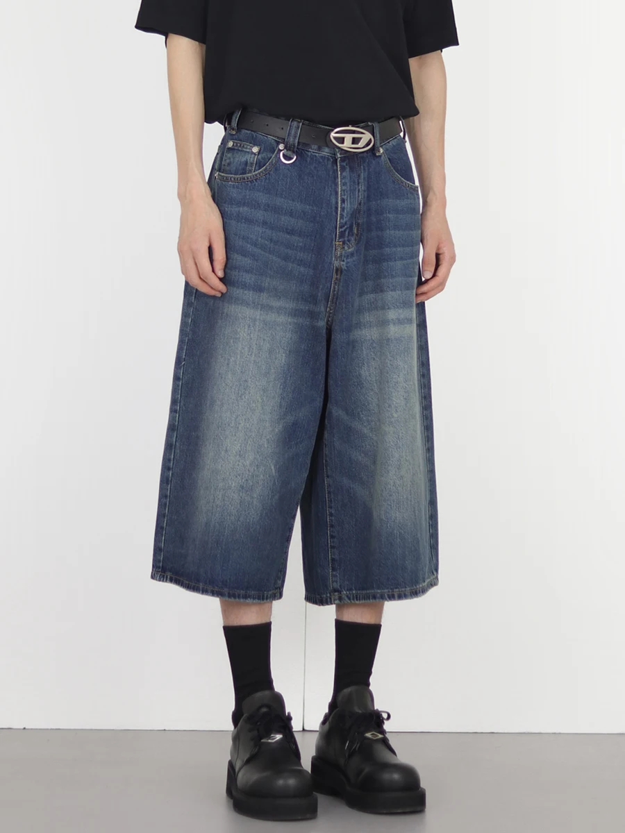REDDACHIC мужские усы потертые мешковатые джинсы Jorts с низкой посадкой однотонные