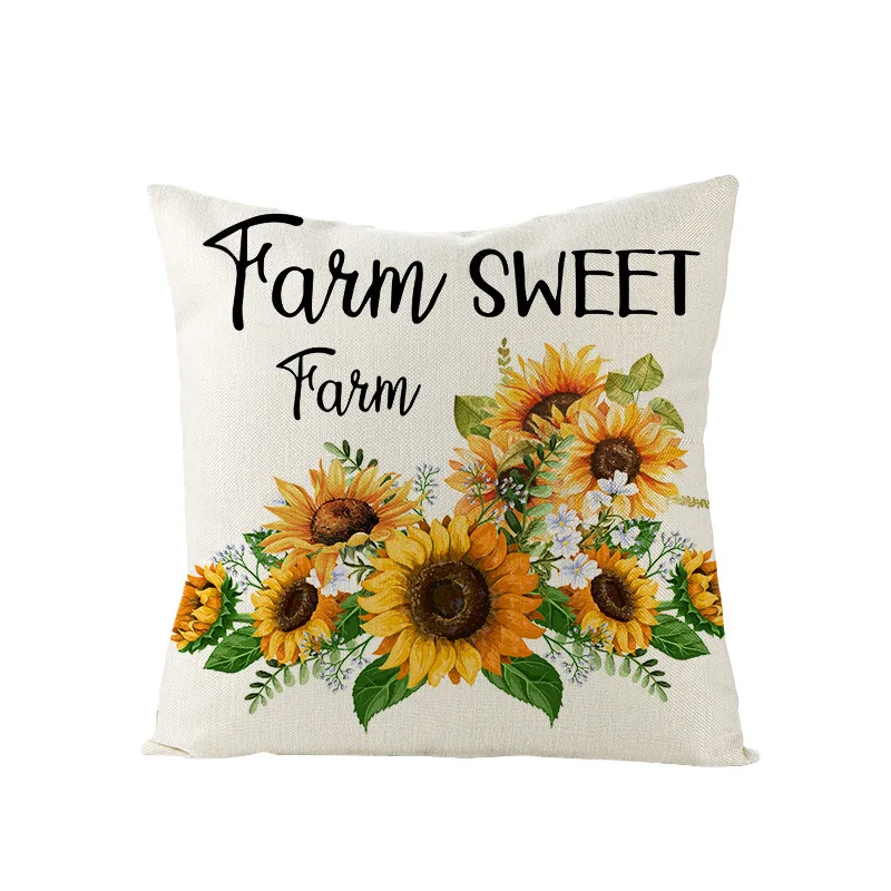 

Red Truck Sunflower Printed Pillow Case Seat Chair Car Wedding Decor Cushion Covers 45x45cm Home Decorative Pillow Cover