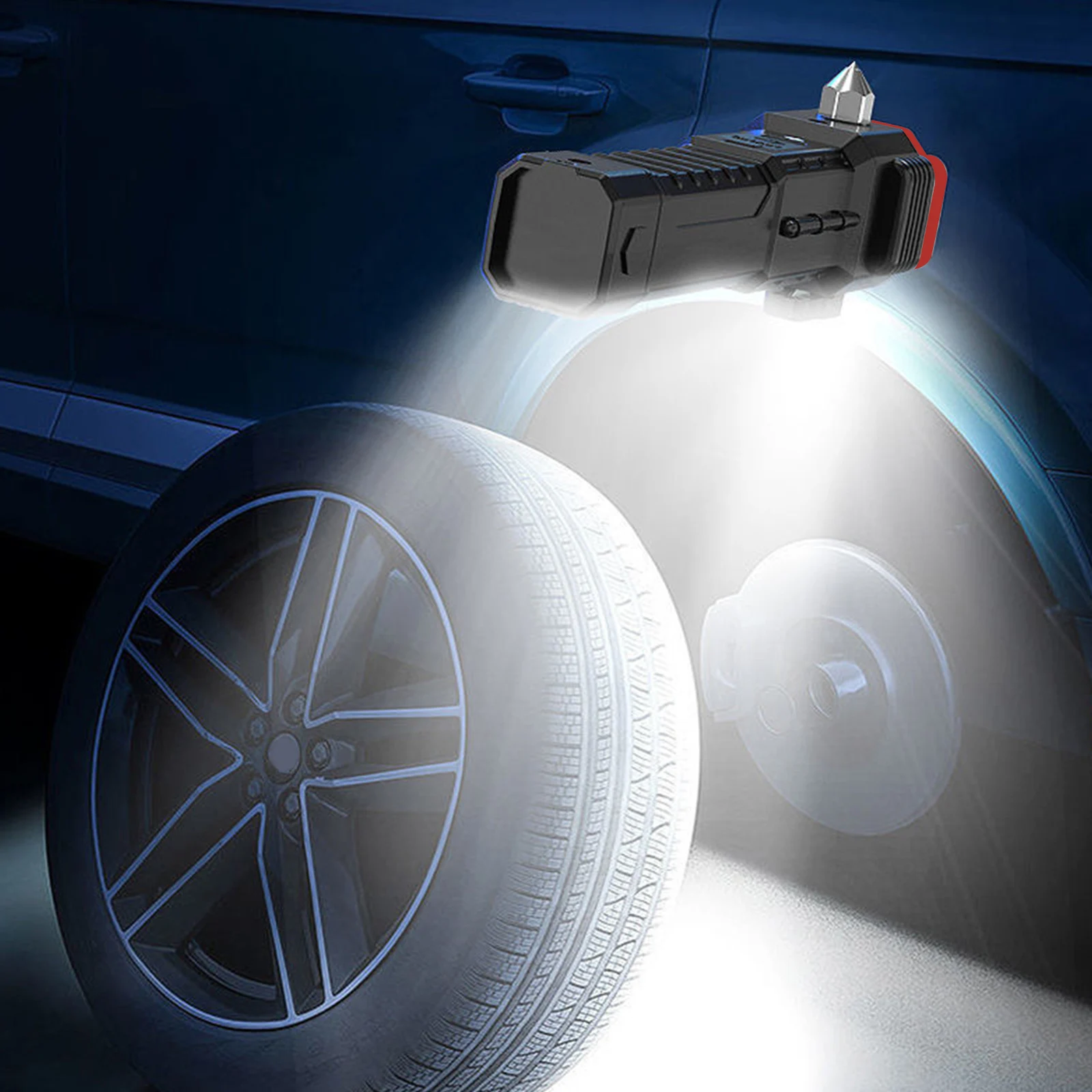 1Pcs Camping Outdoor Multi Tool LED Flashlight - Waterproof for Car Safety With Glass Breaker Inside Rechargeable Battery