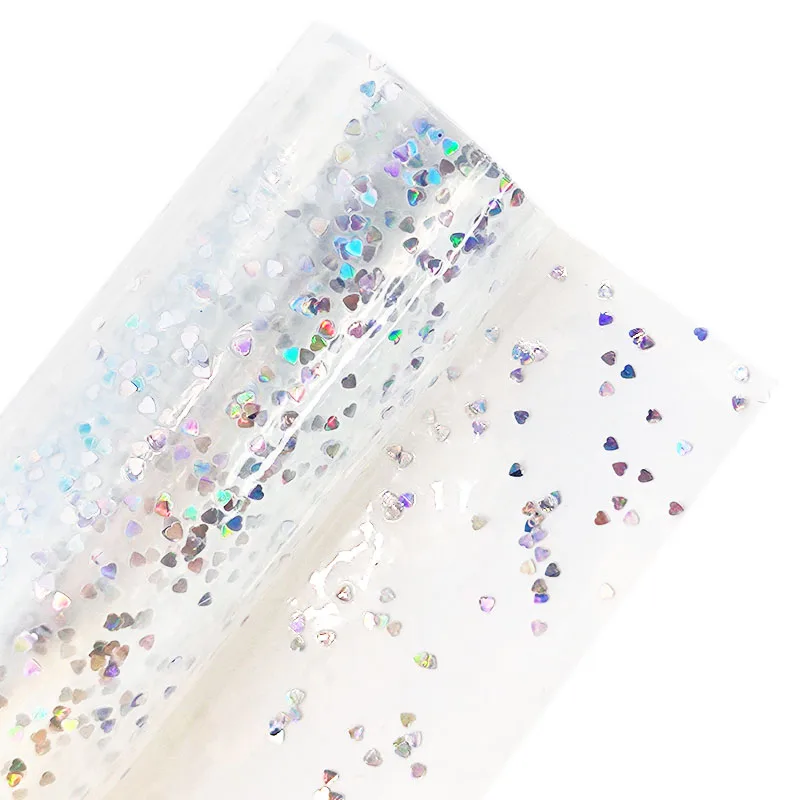 

Star Love Beads Patterns Transparent Holographic Faux Leather Sheets for Stationery Bags HandBags Keychains Jackets DIY Crafts