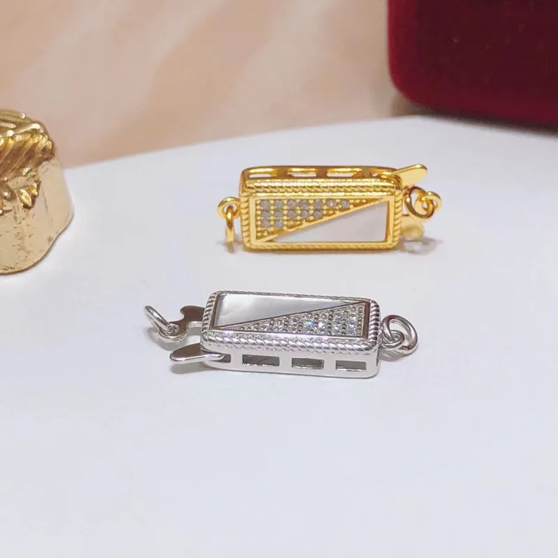 

Square Design Clasp With Shell Zircons Fitttings Women Handmade DIY Jewelry Making