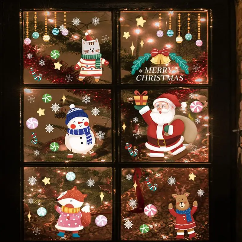 

2023 Christmas Decoration Window Stickers Santa Claus Merry Christmas Sticker Xmas Tree Elk Window Glass Sticker New Year 2024