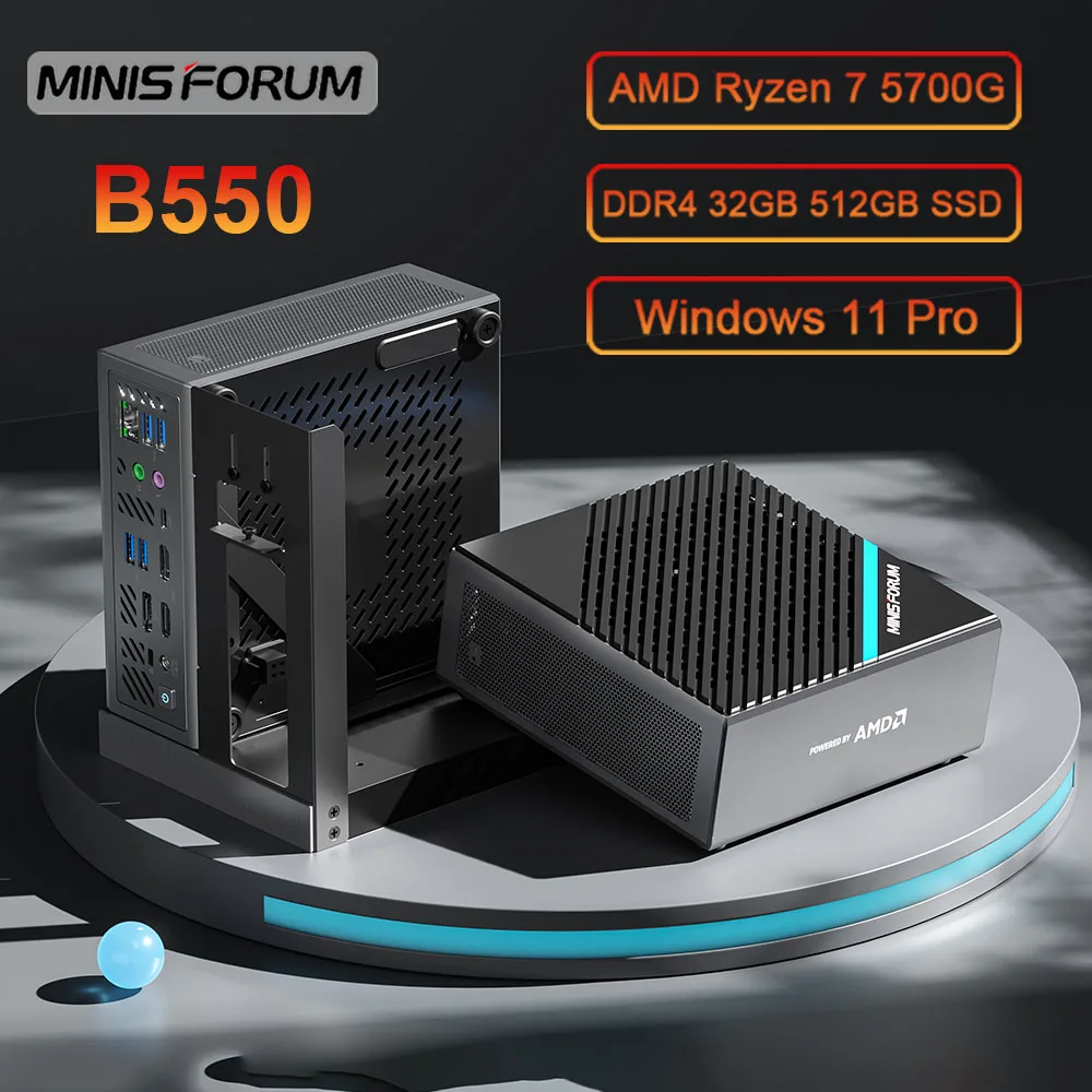 

MINIS FORUM B550 мини-ПК AMD Ryzen 7 5700G Octa Cores DDR4 16 ГБ 32 ГБ 512 ГБ SSD Windows 11 Pro 4K Dual HD игровой настольный компьютер