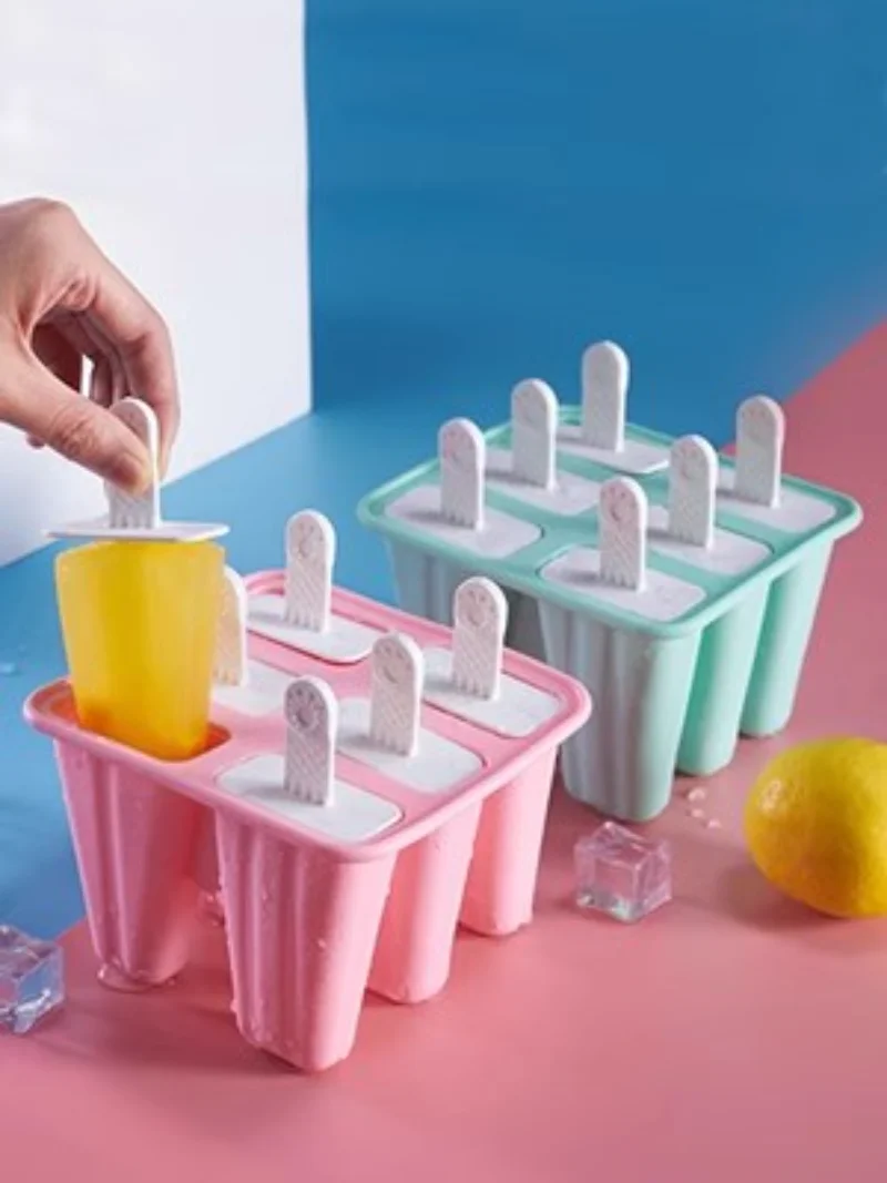 

4/ 6 Cell Silicone Ice Cream Popsicle Mold with Handle Ice Cream Mold Summer Children's Ice Cream Maker Ice Cube Tray Mold