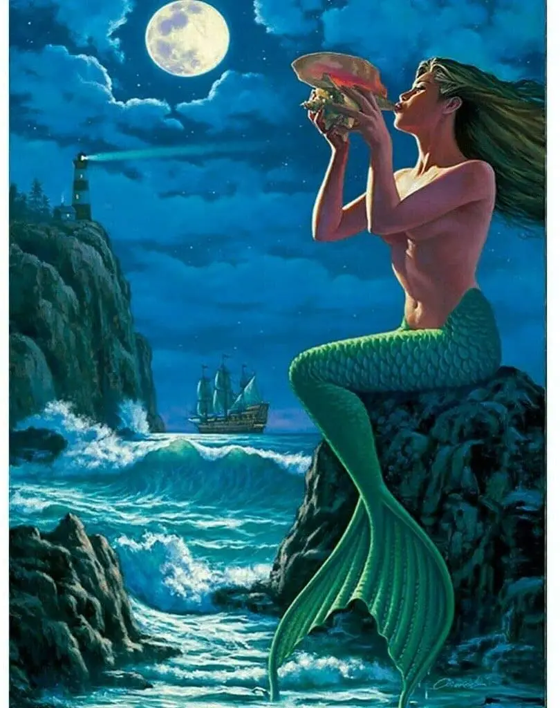

Mermaid Moon Metal Tin Signs Wall Art Plaque Garden House Signs 8"X 12"