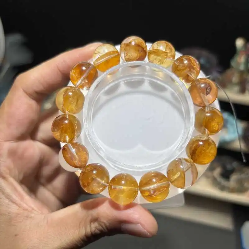 Натуральный желтый пластиковый цветочный орнамент прозрачный нежный браслет