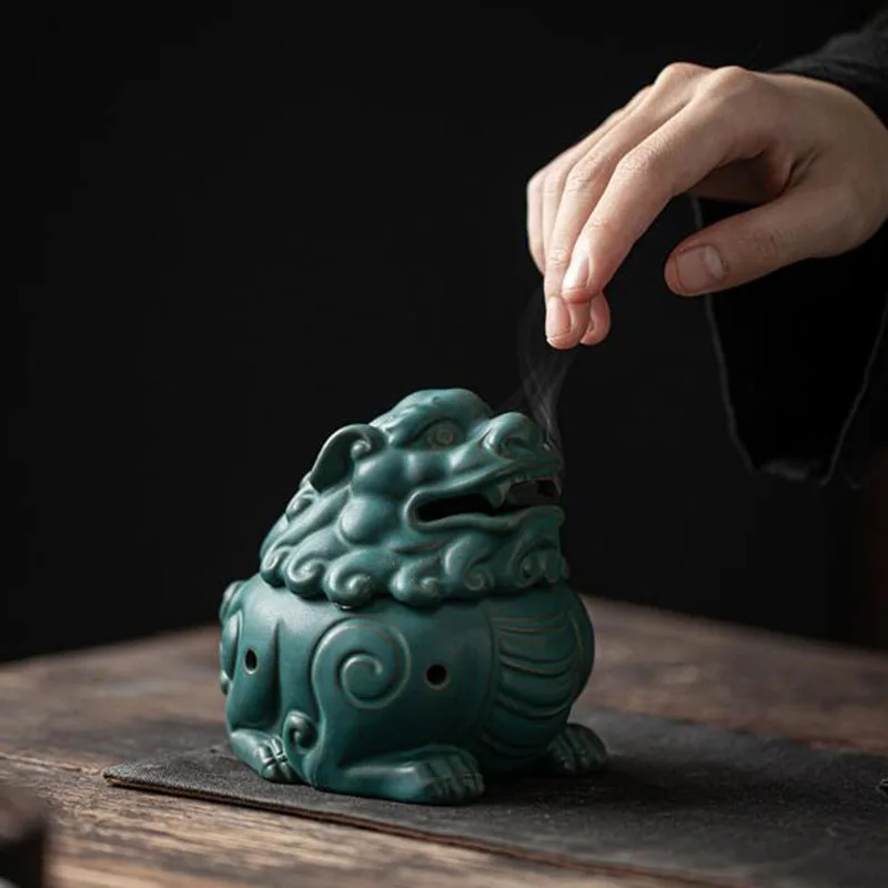 Керамическая горелка для ароматерапии с изображением Льва дракона катушка