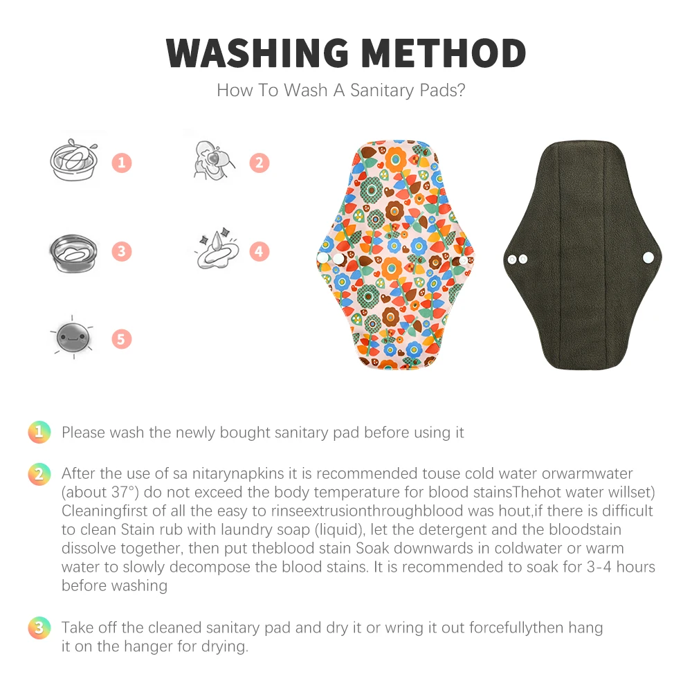 Reusable Pads Bamboo Charcoal Pads Sanitary Pads Washable Panty Liner Mama Maternity Menstrual Cotton Pads Menstrual Pads