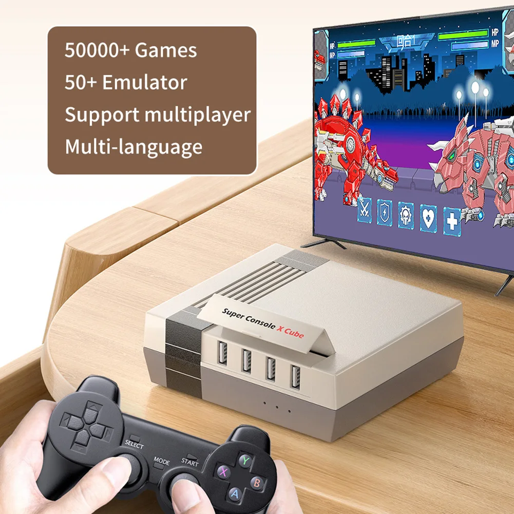 

Retro Super Console X Cube Mini/TV Video Game Console For PSP/PS1/DC/N64 WiFi HD Output Built-in 50+ Emulators with 50000+ Games