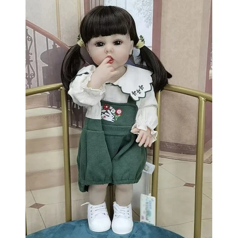

55CM Erin Full Body Reborn Toddler Girl Doll Lifelike Real Baby Doll with Romper Soft Touch Body Christmas Gift for Children