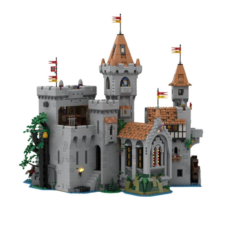Фото Старинная башня рыцарского замка с львами, конструктор MOC, старинная сторожевая башня, кирпичики DIY для коллекции, домашнего декора и праздничного подарка №1