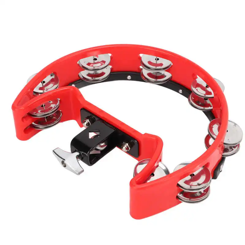 Tambourine Low Noise Hand Drum Durable 8 Sets Metal Jingles Easy Operation with Locking Bracket for Percussion Teaching