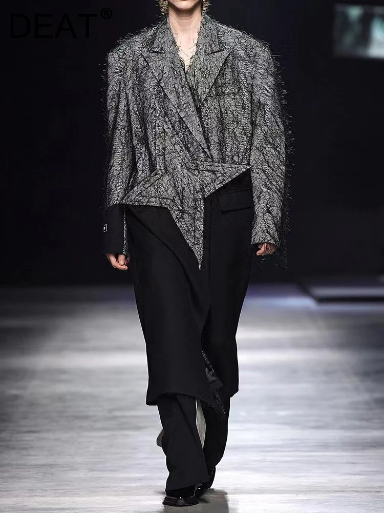 

Женский тренчкот на пуговицах DEAT, зимняя ветровка контрастной расцветки с пятиконечными звездами, 7AB1820, 2023