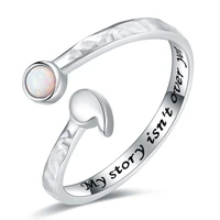 925 sterling silver adjustable opal hammered semicolon rings suicide awareness inspirational supporting jewelry for women gifts