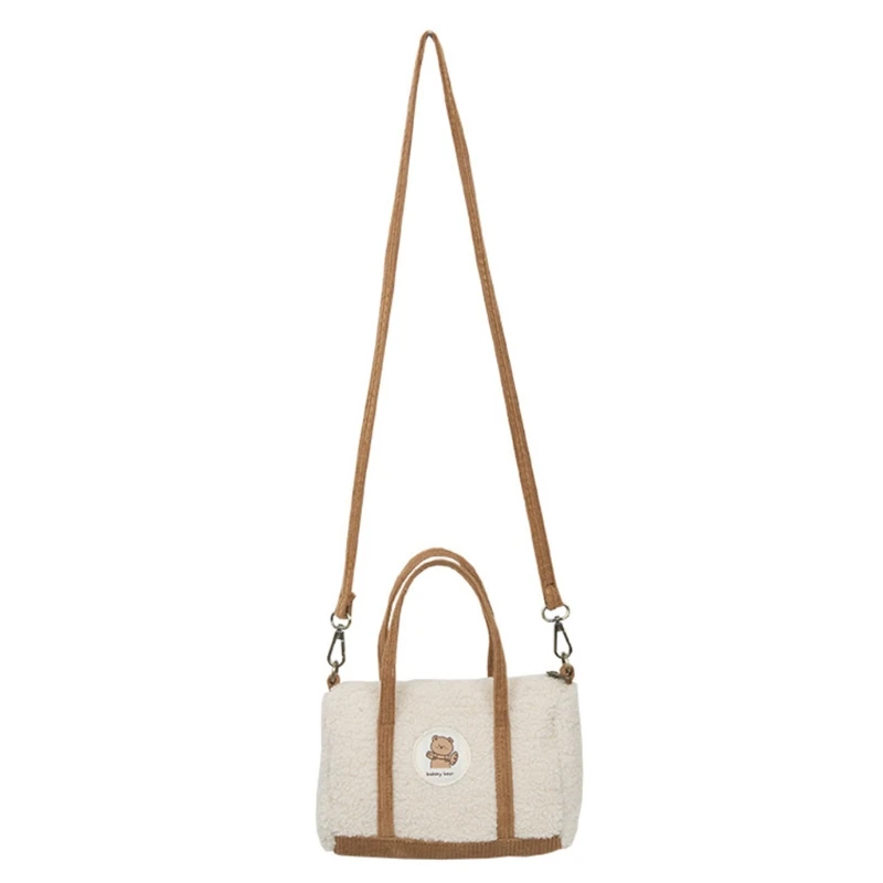 

Women Crossbody Bag Plush Bear Shoulder Bags Top Handle Boston Handbags with Detachable Straps Cute Messenger Bag