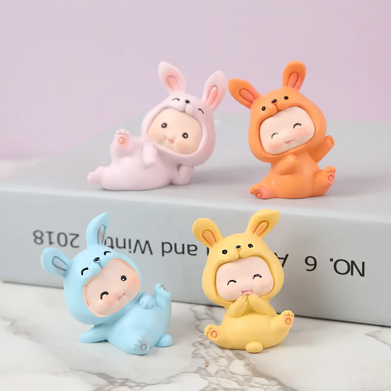 

Cute Mini Rabbit Resin Doll Miniature Small Ornament Miniature Landscape Home Decoration Accessories Handicraft Small Ornament